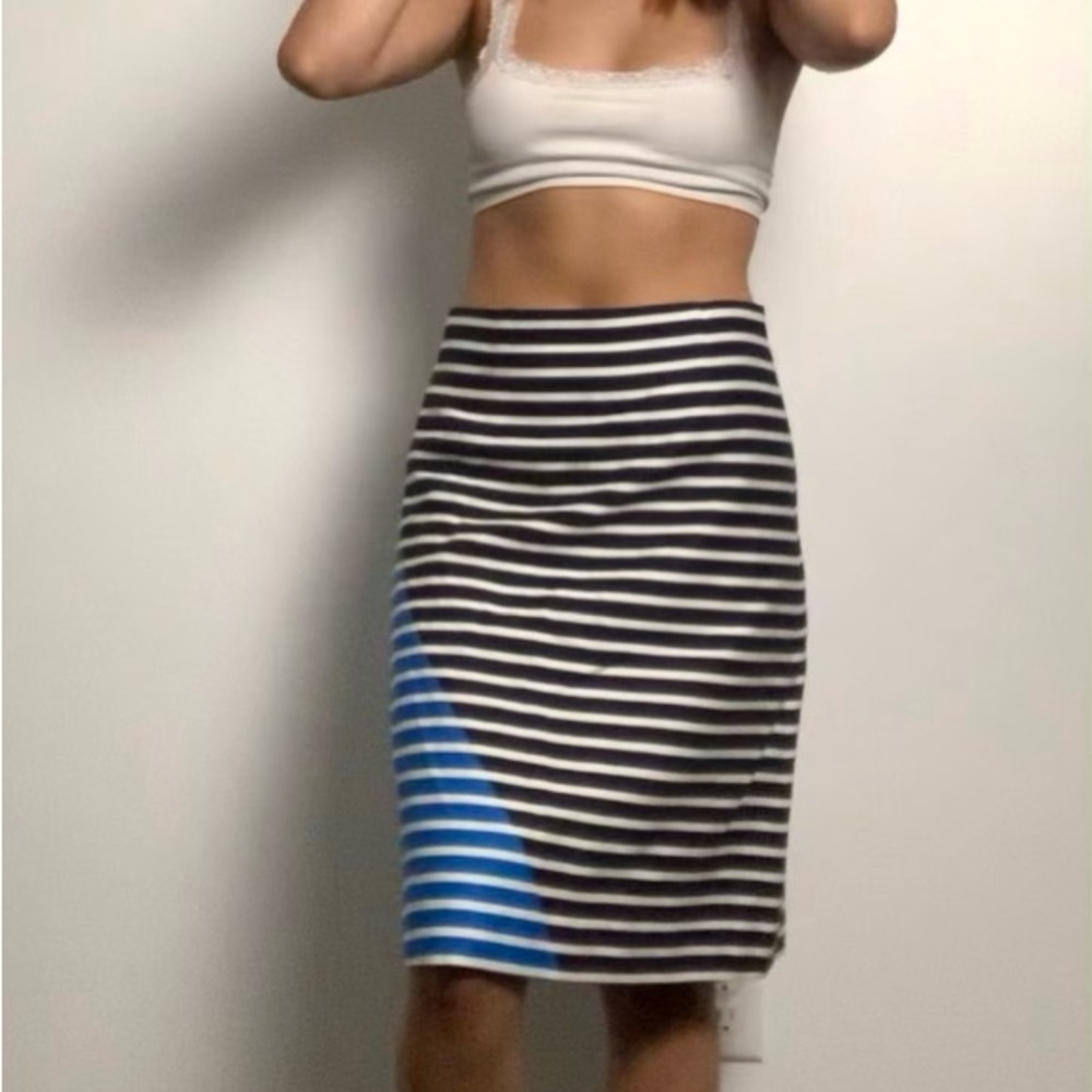 J.Crew A-line skirt. Navy/dk.turquoise/white. Size 6